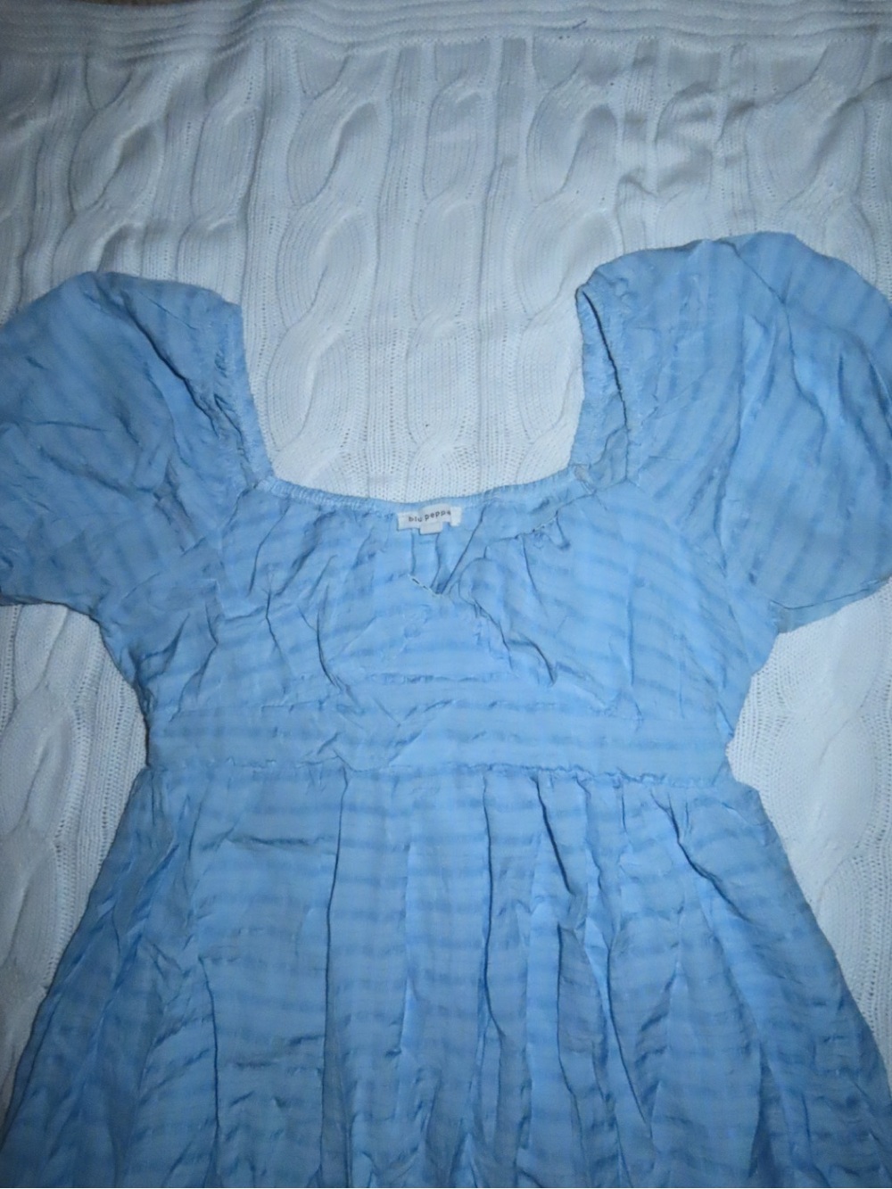Blu Pepper Light Blue Ruffled Puff-Sleeve Dress - Picture 2 of 3